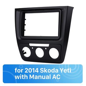 2 Din Içinde Din Araba Stereo Radyo Fasya Paneli Çizgi Bezel Kiti Dash Panel Çerçeve 2014 Skoda Yeti için Manuel AC Çerçeve Kiti ile