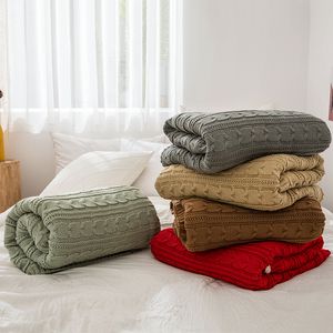 Cashmere Sentindo Cobertores de Sherpa Jogar Estilo Nórdico Duplo Twist Stripe Malha Peso Blanket para Bed Inverno Quente