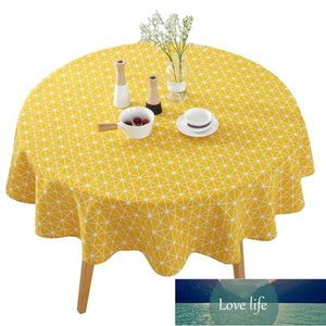 Table Cloth 150CM Cotton And Linen Round Tablecloth Yellow Cover Mat Decoration