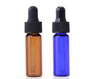 4ml Glass Dropper Bottles Clear Amber Blue Glass Sample Bottle Vials For E Liquid With Black Lids 3000pcs/lot SN3340