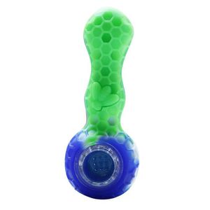 Bong Wasserpfeife unzerbrechlich Dab Rig kleine Löffel Hand Silikonpfeifen mit Glasschüssel Display Box