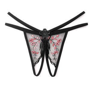 Mulheres Moda Open Crotch Thongs Bordado Bordado Meninas Transparentes Mash Pequeno Underwer Sexy Bikini G-Strings Cerco