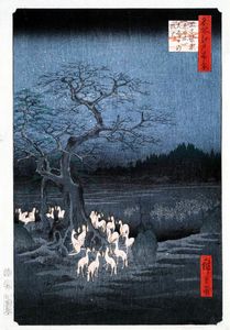 Wholesale vintage art posters prints resale online - Vintage Asian Japanese Chinese Foxes in the Moonlight Paintings Art Film Print Silk Poster Home Wall Decor x90cm