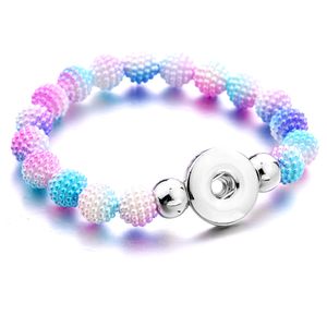 Mulheres botão Snap Pulseira de acrílico Beads Mão Strand Pulseiras Jóias ajuste DIY 18MM Ginger Snaps Elastic Bangle