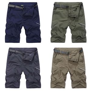 Lomajyi Spodenki Cargo Mężczyźni Oddychające Szybkie Suche Krótkie Męskie Szorty Army Green / Khaki Summer Casual Shorts dla Man Travel AM385 x0628