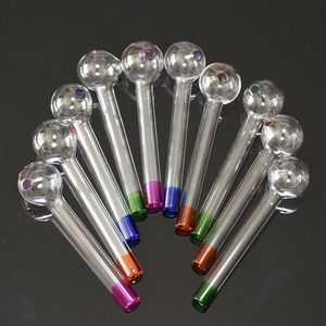 4 Colors Handcraft Pyrex Glass Oil Burner Pipe 4.2Inches Mini Smoking Hand Pipes Thick Test Straw Tube Burners For Tobacco Water Bong Accessories