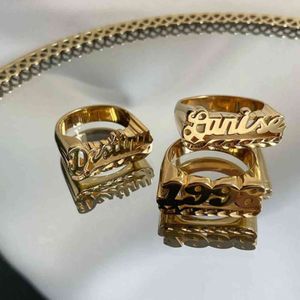 Anel de Hip Hop personalizado Anel personalizado de alta qualidade de aço inoxidável letra unisex acessórios Charme jóias presente para homens mulheres