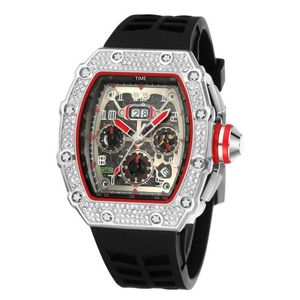 남자 럭셔리 패션 다이아몬드 시계 마스터 디자인 자동 쿼츠 시계 큰 창 대통령 손목 시계 양동이 디자이너 남성 캐주얼 멀티 기능 시계