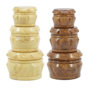 Wholesale crush grinder resale online - Drum Style Hard Herb Grinder For Tobacco MM MM MM Piece Acrylic Smoking Herb Grinder With Wooden Wood Crusher Leaf Design DHLa52