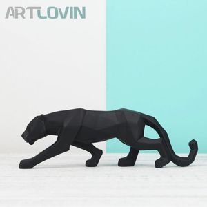 Decorative Objects & Figurines Latest Leopard Geometric Sculpture Abstract Wolf Dog Black Animal/White/Glod Color Home Decor Statues