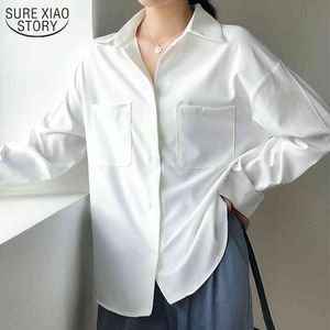 Chiffon Blouse White Long Sleeve Shirts Women Loose Solid Women's Cardigan Female Blusas Mujer Plus Size 11338 210508