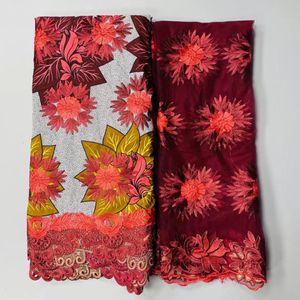 6 metrów Cudowne tkaniny bawełniane kwiat drukowany wzór i afrykańska wodna rozpuszczalna mecz 2yards francuski koronki netto do ubierania LG21