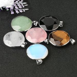 Pingentes de pedra natural Faceted Round Cut Gem Stones Encantos Homens e Mulheres Pingente Universal Acessórios para Jóias