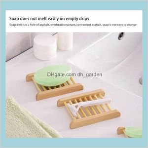 Andra produkter Barware Kitchen Dining Bar Home Garden 100st Natural Bamboo Trays Wholesale Dish Wood Soap Tray Holder Rack Plate Bo