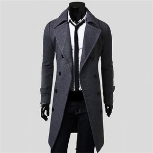 Cappotto di moda da uomo Cappotto di lana Inverno caldo solido lungo trench giacca petto business casual soprabito cappotto di lana maschile 211122