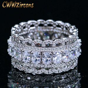 Luxury Wide Circle Women Rings Oval AAA Cubic Zirconia And Fashion Round CZ Ring Engagement Wedding Jewelry R055 210714