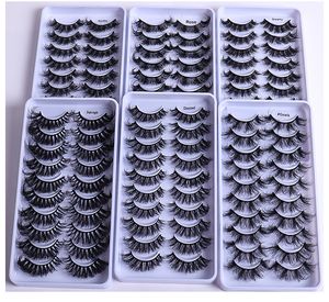 Tjock Long Multilayer 3D Mink False Eyelashes 10 Par Set Curly Crisscross Handmade återanvändbara falska fransar mjuka livliga ögonfransförlängningar Lätt att bära 6 modeller DHL