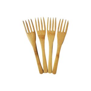 Flatware natural bamboo forks four teeth Reusable Creative cutlery dessert fork fruit fork Dinnerware Kitchen tools