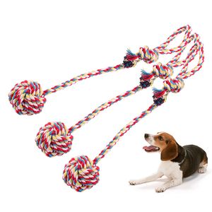 Duże małe psy zęby Czyszczenie Zabawki Interaktywne bawełniane liny węzeł Ball Bet Bet Ball Molar Toothbrush Chew Puppy Ząbkowanie Zabawki Labrador Pet Supplies TR0100