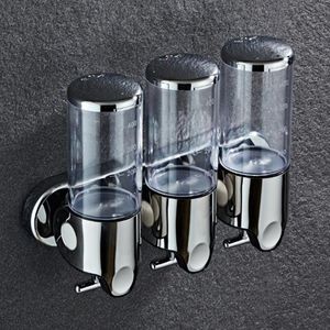 Flytande tvål dispenser väggmonterad dusch gel dispensrar shampoo container kök verktyg pumpa dubbel hand badrum flaska