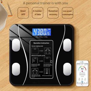 YOOLOV Weighing Scale Bluetooth Smart Thickend Tempered Glass Electronic Black BMI Composition Analyzer Precision Bathroom H1229
