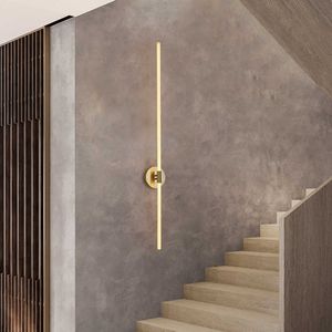 Gold Color Modern LED brief bedroom study wall lights simple bedside lamp Creative 360 degree light Living room Home wall lamps 210724