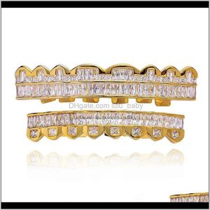 Grillz, dostawa biżuterii dentystycznej 2021 Custom Fit Gold Sier Sier Splated Hip Hop Bar cyrkonż