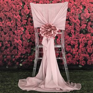 100 styck / mycket artificiell lotös blomma med dammig rosa stol sash för bröllopsfest baby shower dekoration