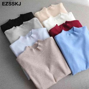 Luźna Halfneck Sweter Sweter Kobiety Jesień Zima Casual Z Długim Rękawem Podstawowy Plus Rozmiar dla Kobiet Kobiet Dzianiny Top 210922