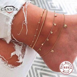 Canner Real 925 Sterling Silver Anklets Dla Kobiet Prosty Styl Cute Foot Chain Anklet Bransoletka Koszulka Female Fine Jewelry Prezent