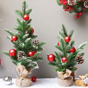 Kreuz Weihnachten Ornamente großhandel-Weihnachtsdekorationen Quergrenze befleckt mit weißem Pe Rote Frucht Mini Baum El Shopping Mall Ornamente