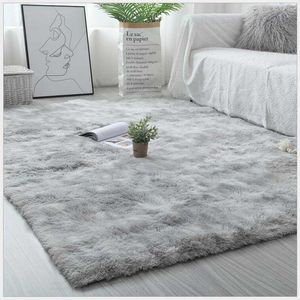 Long Plush Carpets Modern Home Decor Living Room Bedroom Fluffy Rugs Rectangular Furry Floor Mats Can Be Customized Gray White 210727