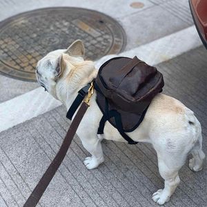Cute Dog Leather Bag With Leashes Set Pet Schoolbag Dogs Cats Backpack Practical Small Medium