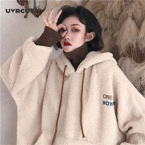 Kadın Hoodies Yün Sahte Iki Parçalı Kapşonlu Tişörtü Örme Halter Coats Bayanlar Kış Sonbahar 210712