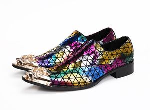 Tip Metal Rock Rock Cool Fashion Leather Men Party e Wedding Mens Shoes Zapatos de Hombre 8075 S