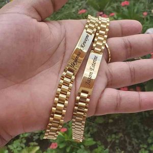 Custom Name Bangles Bracelets for Women Men Gold Stainless Steel Personalized Jewelry Bijoux Femme Bff