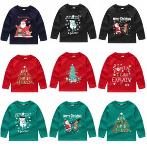 Chrismtas Clothes Kids T-shirts Toddler Boy Printed Pullover Long Sleeve Infant Girl Tops Designer Baby Clothing Elk Tree Santa 24 Designs DW4669