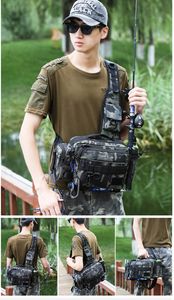 Sling Fishing Tackle Storage Bag Outdoor Spalla Zaino Borsa a tracolla Borsa da pesca con canna da pesca