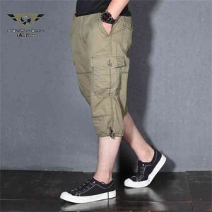 Men's Summer Cargo Short Pants 3/4 Length Straight Loose Joggers Baggy s Boardshort Male Hip Hop Plus Size 5XL 210713