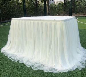 結婚式の装飾のための1Mチュールテーブルのスカートのためのベビーシャワーのホームテキスタイルパーティーの誕生日テーブルの装飾チュチュスカートパーティーの物資