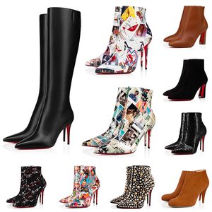 Wholesale black ankle boots women resale online - Luxurys Designer Red Bottoms Boots Lady Women Winter High Heel Boot Smooth Leather Ankle Booties Fashion Trainers Loafers Shoes Size