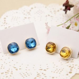 New Design Earrings stud Aqua Gold Tone Citrine Drop with Big Glass designer Stone Stylist Jewelries women girl gift CA21