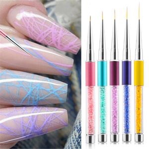Nail Art Kits Liner Schilderen Borstel Rhinestones Handvat DIY UV Gel Acryl Tips Raster Strepen Tekening Pen Manicure Gereedschap MM