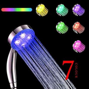 Wholesale LED Shower Head Without Retail Box,water Flow Power 7 Colors Flashing Jump Change Bathroom Faucet Light Saving Water H1209