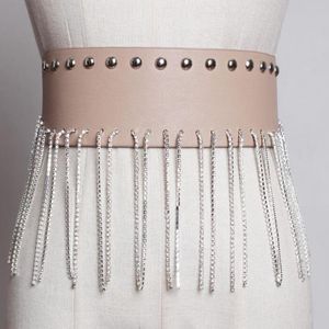 Bälten 2021 Fashion Women Luxury Tassel Chain Crystal Belt Rhinestone Wide Bride Cool Femme midjeband Rem tillbehör