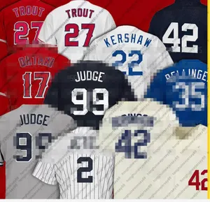 99 Aaron Judge 2 Derek Jeter Baseball Jerseys 22 Clayton Kershaw 35 Cody Bellinger 27 Mike Trout 17 Shohei Ohtani Men Jersey