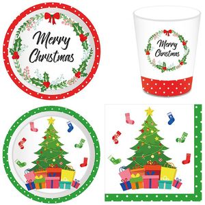 Tek Kullanımlık Yemek Takımı Güzel Noel Partisi Malzemeleri Kağıt Tabaklar Peçeteler Noel Masa Decloth, Mutlu Dekorasyonlar Yıl için