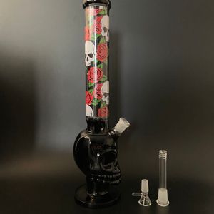 16 tum Big Glass Bong Skull Hookah Percolator Shisha Dab Rig R￶kning Vatten Pipe Filter B￤gare Bubbler w/ Ice Catcher