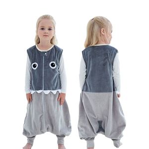 Crianças roupas dormindo saco pijamas jumpsuits outono sem mangas flanela pijama ao ar livre meninas meninos meninos sleepwear 211130