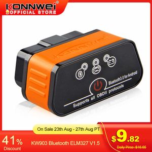 Elm327 OBD2 Car Scanner Konnwei Ferramentas Diagnósticas Bluetooth-compatível Elm327 PIC18F25K80 V1.5 Ferramentas de diagnóstico de carro OBD 2 auto scanner